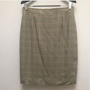 Escada Margaretha Ley | Tan Brown Plaid Wool Skirt